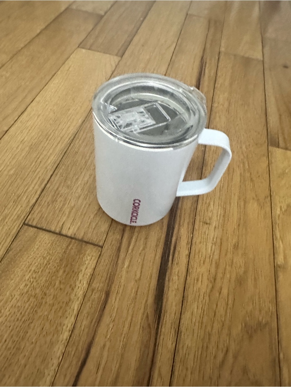 Corkcicle White Insulated Travel Coffee Cup Mug with Clear Lid